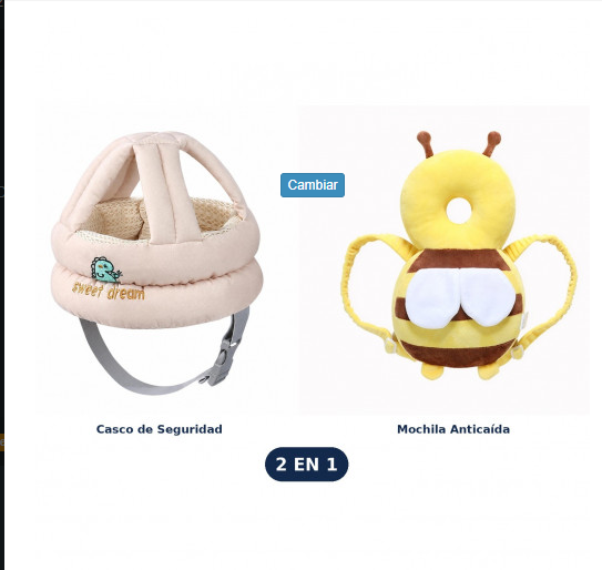 COMBO SEGURIDAD PARA BEBÉ CASCO + MOCHILA ANTICAÍDA (2 EN 1)