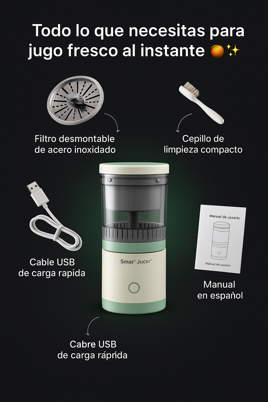 EXPRIMIDOR DE JUGO RECARGABLE