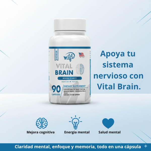 VITAL BRAIN ( Vitamina para el Cerebro, enfoque, concentración y memoria) x 90 capsulas