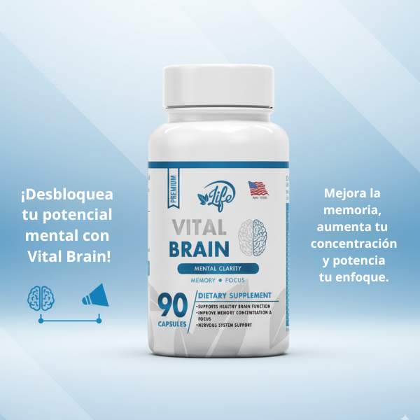 VITAL BRAIN ( Vitamina para el Cerebro, enfoque, concentración y memoria) x 90 capsulas