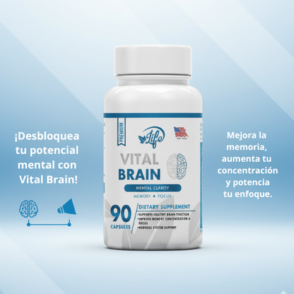 VITAL BRAIN ( Vitamina para el Cerebro, enfoque, concentración y memoria) x 90 capsulas