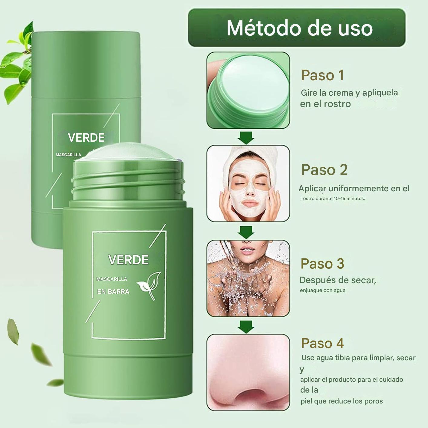 Mascarilla Facial en Barra a base de Té Verde y Arcilla