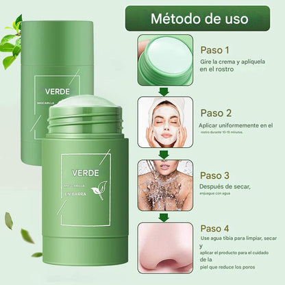 Mascarilla Facial en Barra a base de Té Verde y Arcilla