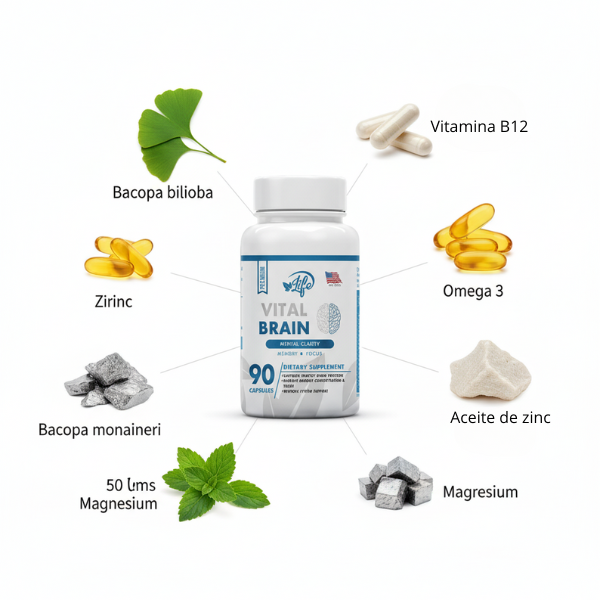 VITAL BRAIN ( Vitamina para el Cerebro, enfoque, concentración y memoria) x 90 capsulas