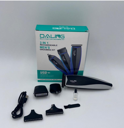 🧔‍♂️ KIT DE AFEITADO Y CUIDADO PERSONAL DALING 3 EN 1
